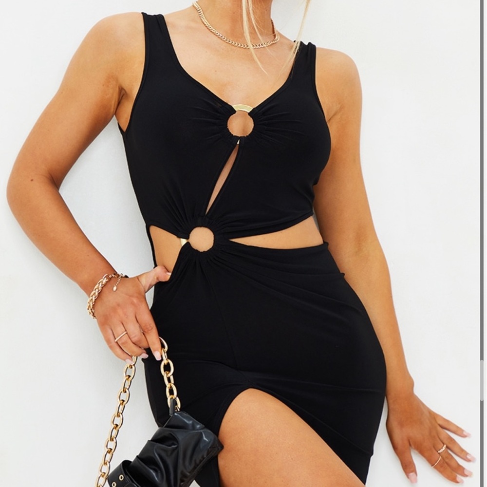 PLT Pretty little thing black ring cut out dress